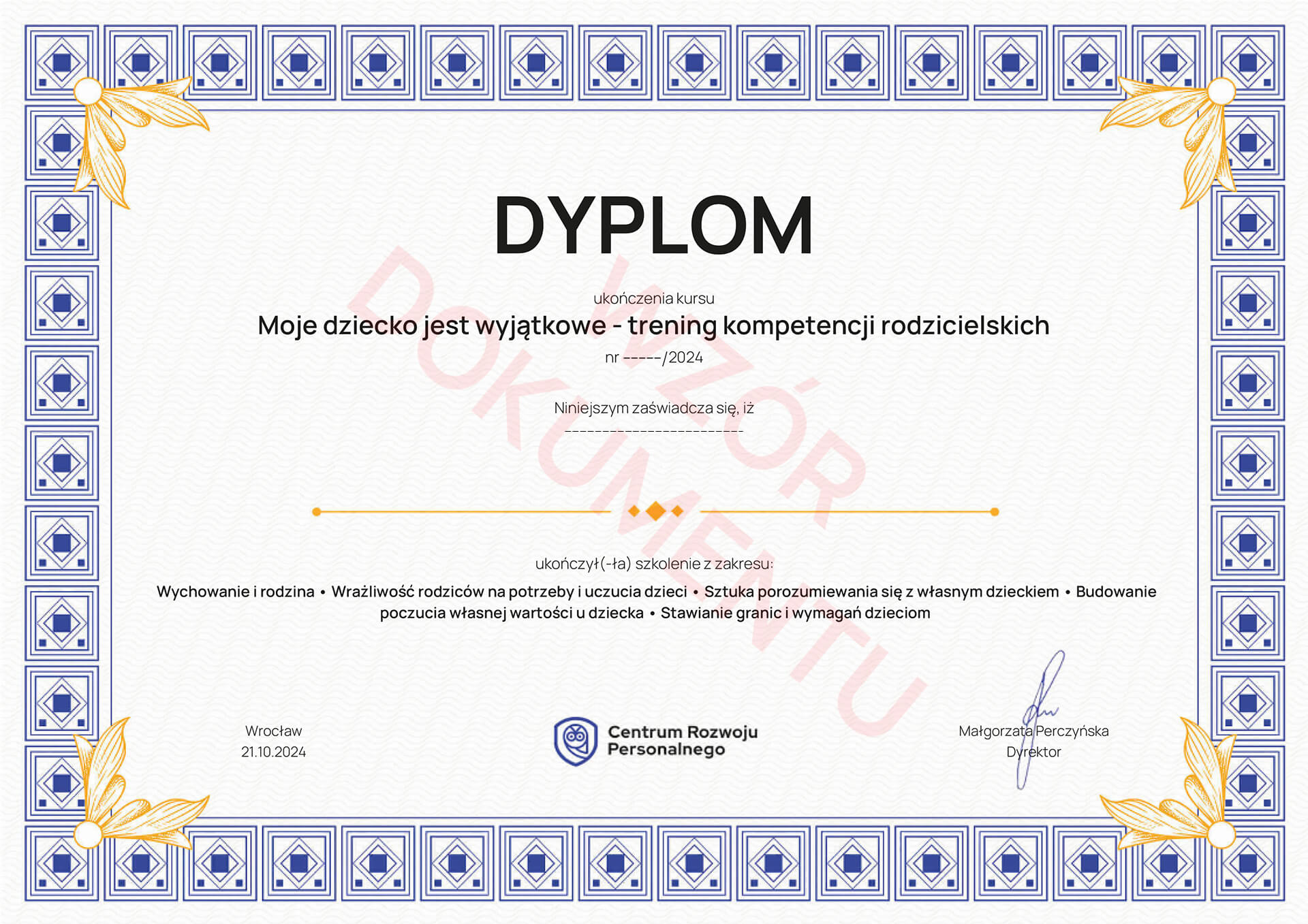 Wzór dyplomu